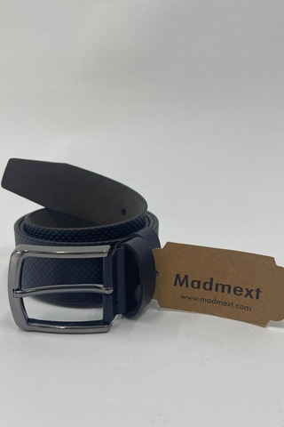 Madmext Lacivert Suni Deri Desenli Erkek Kemer 7223-lacivert Lacivert
