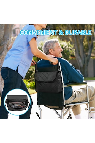 Yaozixa Tekerlekli Sandalye Çantası - Çok Cepli, Ayarlanabilir Kayışlı, Dayanıklı Ve Pratik Siyah Siyah