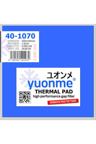 Yuonme Termal Ped / Thermal Pad 1.0mm 4.0w/mk 100x100mm 40-1070