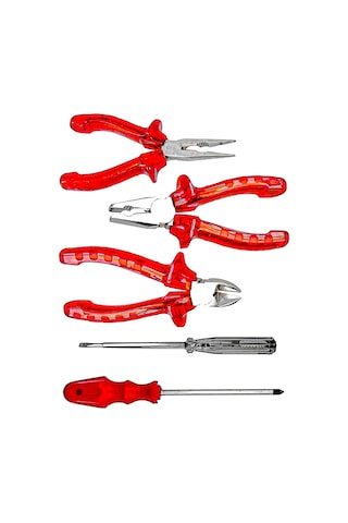 PROXTECH Yüksek Kalite Kırmızı Şeffaf Saplı 5li Pense,