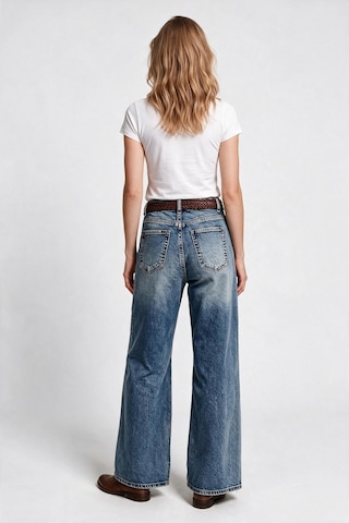Marsel&leon Marsel Leon Kadın Yüksek Bel Geniş Paça Baggy Jean Pantolon Denim Kumaş Mavi