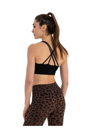 Inguz Çift Askılı Sırtı Çapraz Yoga Büstiyer Siyah