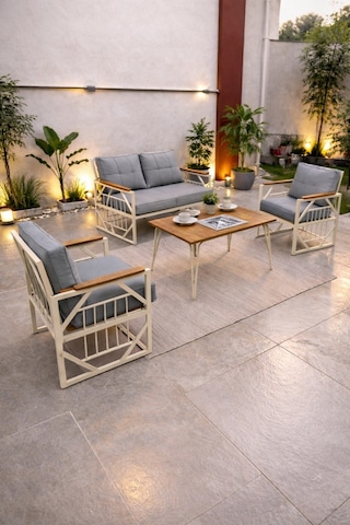 Violet Cappuccino 2+1+1 Masalı Gri Minderli Metal Balkon Bahçe Oturma Grubu