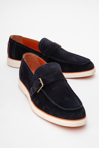 Dericlub Erkek Hafif Tabanlı Toka Detaylı Loafer Gerçek Süet Deri Cr 2406 Lacivert