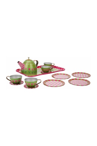 Metal Çay Takımı 15 Parça Yeşil