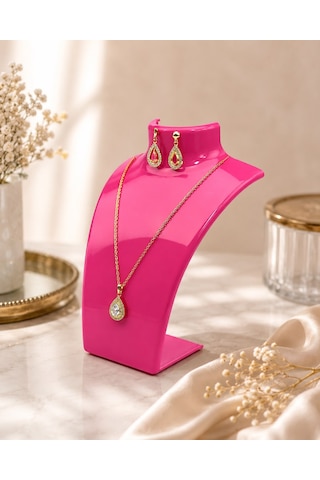 Kolye Standı Akrilik Koyu Pembe 14x21 Cm.
