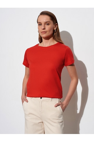Dilvin 32852 Basic T-shirt-kırmızı