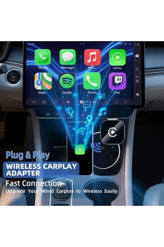 Jeehugo 2025 Yeni Versiyon Kablosuz Carplay Android Auto Adaptörü - Usb/type-c Desteği, Hızlı Bağlantı, Ultra Mini Tasarım Gümüş