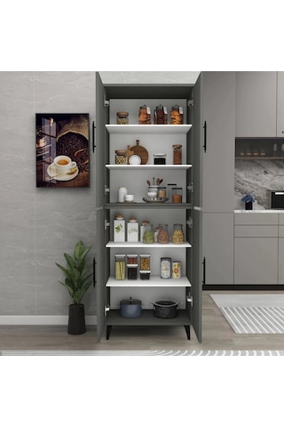 Reyo Home Enda Raflı 4 Kapaklı Çok Amaçlı Dolap Antrasit