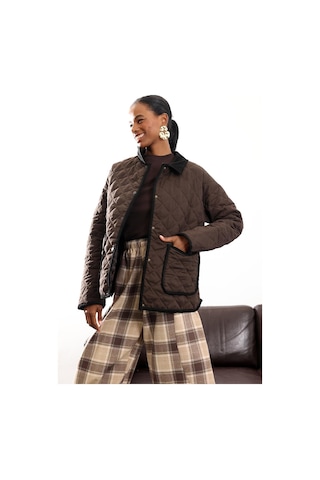 Acı Kahve Kadife Yakalı Kapitone Mont 3011 Acı Kahverengi