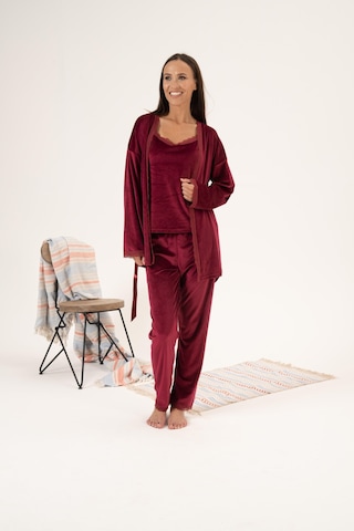 Estiva Kadın Kışlık 3 Parça Sabahlıklı Kadife Pijama Takımı 001