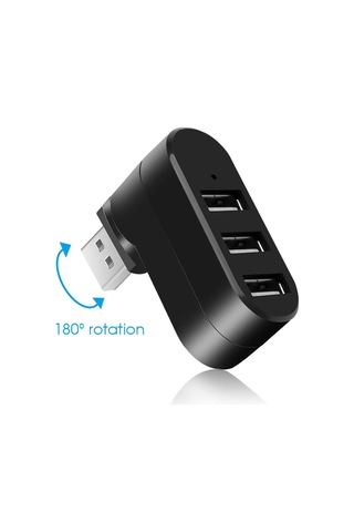 Valkyrie 3 Portlu Usb 2.0 Hub Döner Kafalı Splitter Hub Adaptör Siyah