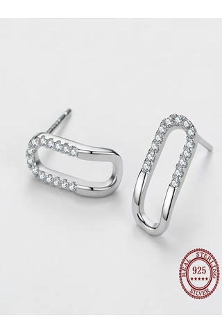 Brezza Lusso Jewelry Timeless Series Sonsuz Bağ Oval Kadın Gümüş Küpe Gümüş