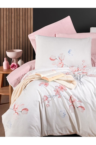 Mystory Home Lastikli Çarşaflı Çift Kişilik Nevresim Takımı Papavera Gülkurusu - Pembe