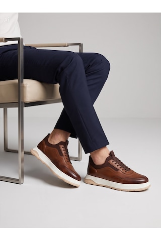 Aren Hakiki Deri Kahverengi Erkek Ayakkabı Günlük Casual Sneaker
