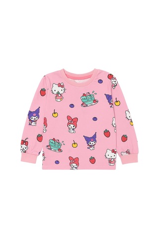 Cute Hello Kitty Ve Kuromi Desenli Kız Çocuk Pijama Takımı Pembe