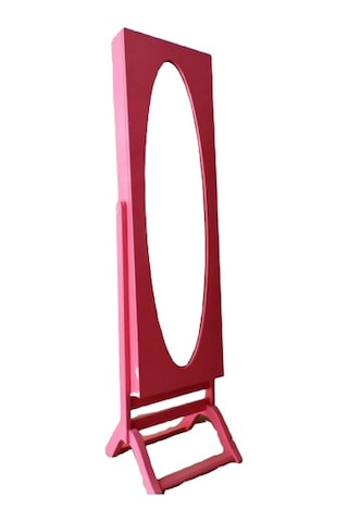 Ayna Takı Dolabı Boy-Ahşap Kayın Md Parlak PEMBE Lake Boya Natüre Klasik Mobilya Askılık. El Yapım Pembe