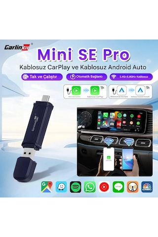 Mini 5 Pro Kablosuz Araç Adaptörü 2in1 Carplay & Android Auto