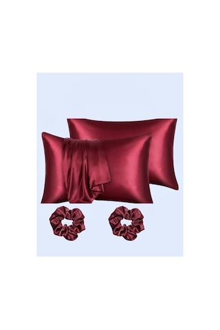 Ipeksi Saten Yastık Kılıfı, 50x70 Cm, 2 Adet, Bordo Renk Abanoz