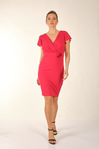 Explosion V Yaka Midi Abiye Elbise - Minimalist & Şık Eflatun