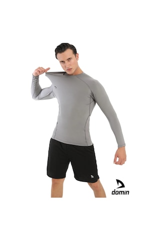 Hnc Sport Erkek Uzun Kol Compression Fitness Gym Body Tshirt Gri