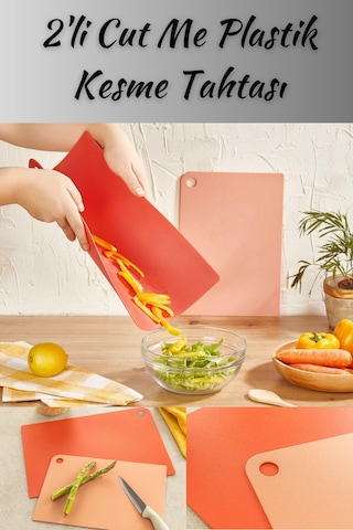 Cut Me Plastik 2'li Kesme Tahtası 27-34 Cm Kırmızı Plastik Kırmızı Diğer