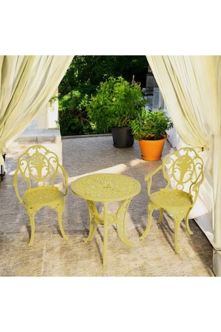 Alüminyum Masa Sandalye Takımı Cg708 Döküm Balkon Çay Seti Siyah