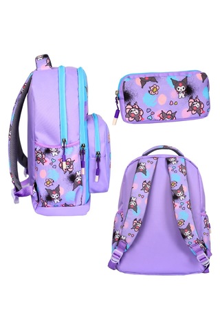 Kuromi Baskılı Lila, 3 Lü İlkokul Kız Çocuk Beslenmeli Ve Kalemli