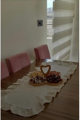 Naturel Fırfırlı Runner Örtü Ham Keten Vintage Bej 40x140