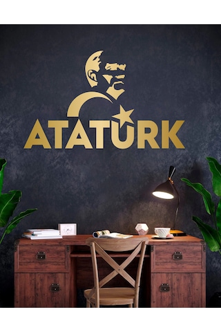 Atatürk Ve Ay Yıldız Sticker - Araba Oto Motosiklet Karavan Araç Cam Sticker - 00347 20x12 Cm
