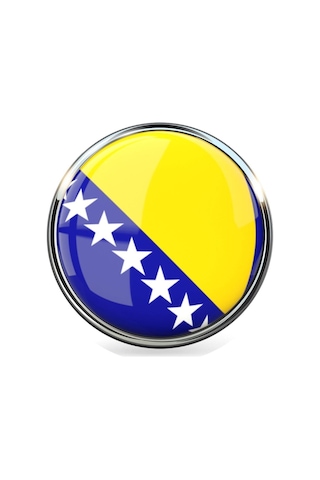 Bosna Hersek Bosnia And Herzegovina Bayrak Rozeti - Paslanmaz Çelik Yuvarlak Yaka Rozeti Çok Renkli