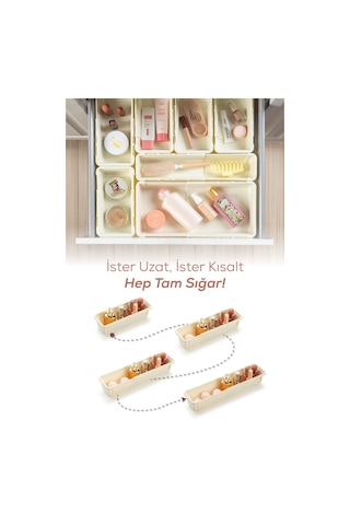 10'lu Set Ayarlanabilir Çekmece Içi Düzenleyici Kutu Uzayıp Kısalabilen Organizer Seti 5a2b2c1d Krem