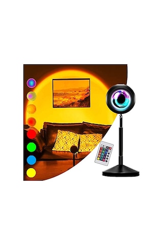 Kumandalı Gün Batımı Projektörü Rgb 16 Renk Ufo Projeksiyon Usb Masa Lambası Genel