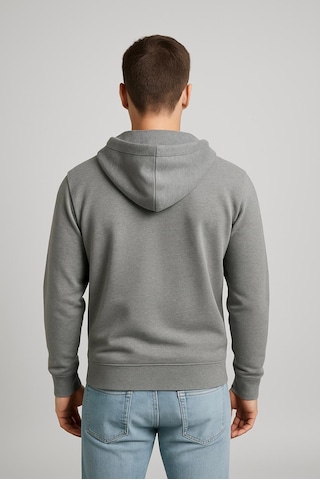 Axxel Erkek Gri 2 İplik Fermuarlı Kapüşonlu Sweatshirt-w1084 Gri
