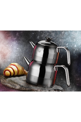 Mira Mini Boy Inox Kulp Çelik Çaydanlık-cy-5867 Gri