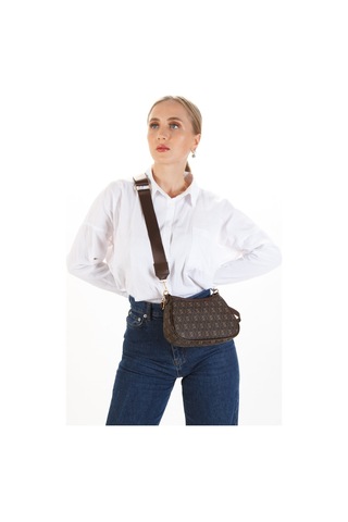 Newish Polo Kadın Farme Monogram Baget El Ve Omuz Çantası New111 Kahverengi