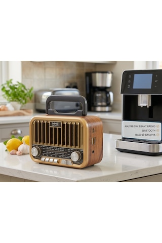 7115bt Nostalji Görünümlü Şarjlı Retro Radyo & Bluetooth Hoparlör Usb/tf Kart Girişli Taşınabilir Müzik Çalar