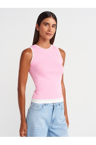 Dilvin 21086 Çift Görünümlü Kolsuz Top-pembe Pembe