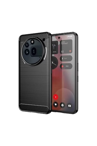 Microcase Nothing Phone 3a Pro İle Uyumlu Brushed Carbon Fiber Silikon Kılıf - Siyah Al3332