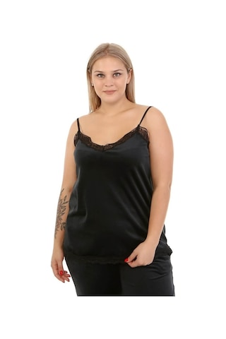 Kadife Dantelli Ip Askılı Atlet