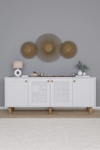 Bohem Serisi Natura 2 Kapak Pvc Hasır Desen Mat Beyaz Konsol Beyaz