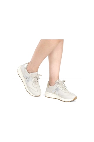 Kadın Bej Bağcıklı Deri Sneaker