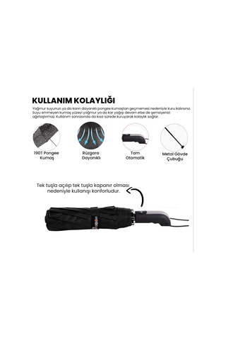 Biggdesign Moods Up Premium Siyah Tam Otomatik Şemsiye - Rüzgara Dayanıklı, Hızlı Kuruyan, Hafif Çok Renkli