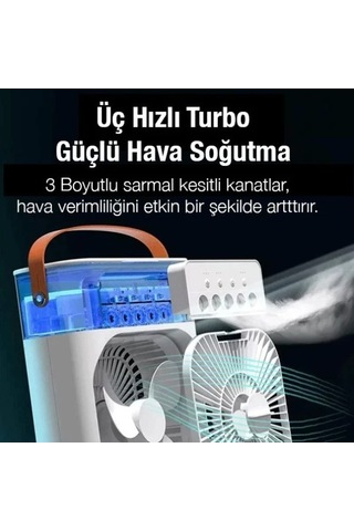 Vantilatör Buzlu Usb Buharlı Nemlendirici 600ml Fonksiyonel Ürün Masaüstü Soğutucu Kompakt Cihaz