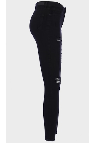 Judy Siyah Yüksek Bel Yıpratma Detaylı Patı Fermuarlı Skinny Fit Jean Pantolon C 4521-192 Siyah