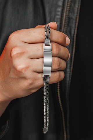 Erkek Gümüş Bileklik - İsim Yazılan 2.8 Mm Çift Yuvarlak Kral Zincir Erkek Bileklik