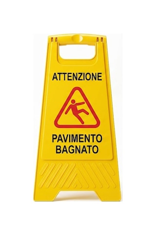 Üçtem Kaygan Zemin Uyarı Levhası Türkçe + İngilizce Katlanabilir Islak Zemin İkaz Tabelası Wet Floor Caution Sign Otel, Hastane, Avm Ve Ofis Kullanımı