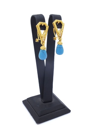 Altın Kaplama Zirkon Taşlı Turkuaz Bayan Küpe Unk-398 Altın