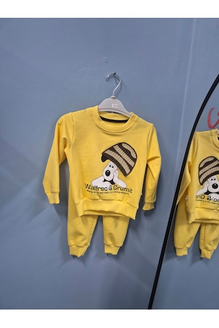 Güneş Kids Çocuk Sarı Köpek Figürlü İkili Takım Açık Sarı