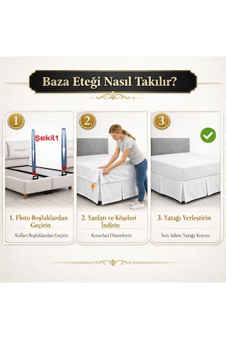Metin Ev Premium Baza Eteği Su İtici Leke Tutmaz Düğme Detaylı Kahverengi